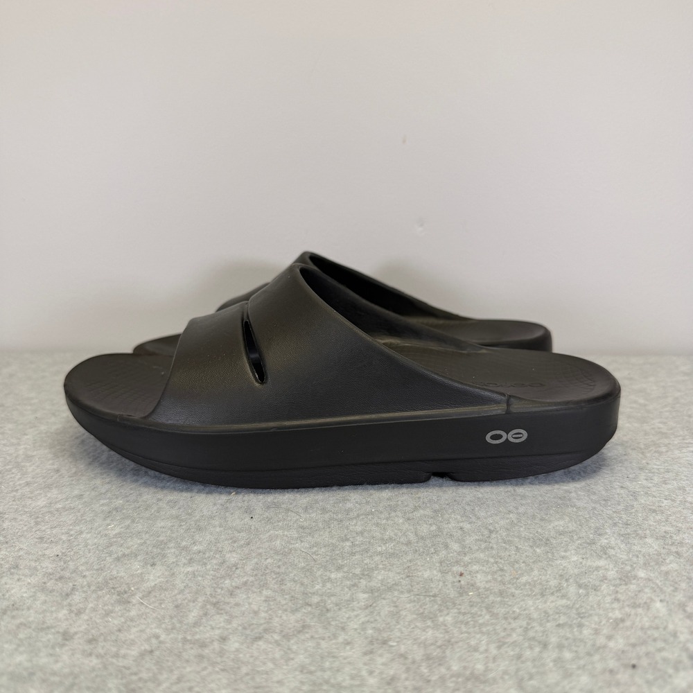 Oofos OOahh Black Recovery Slide Sandals Womens Size 10 Comfort Arch Support